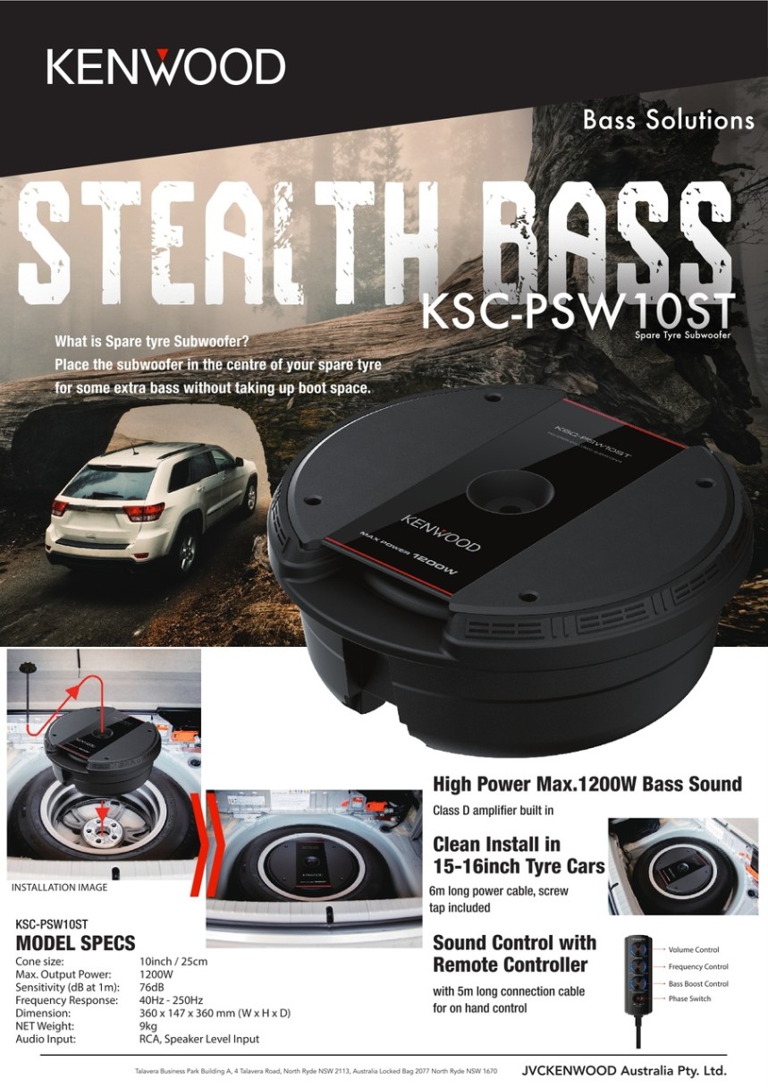 Kenwood " Spare Tyre Subwoofer / Amplifier Package