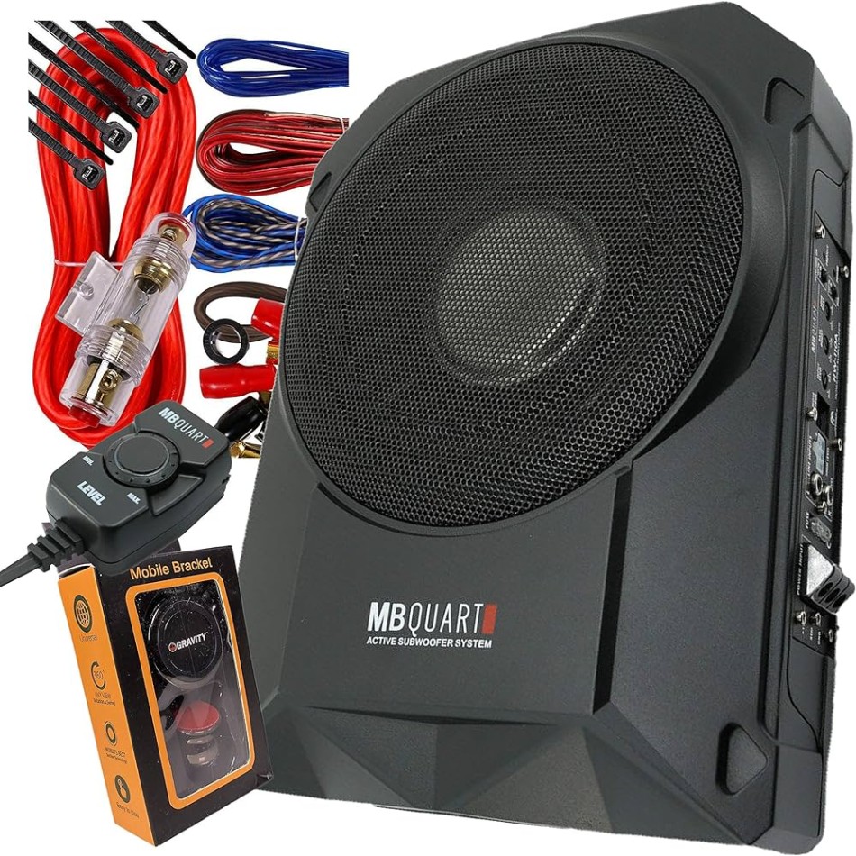 MB Quart RW-A W Reference Series " -Ohm Power Subwoofer Amplifier with Guage Kit Red and Gravity Magnet Phone Holder Bundle