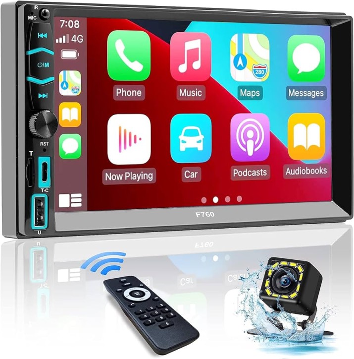 Din Autoradio Kompatibel mit Apple CarPlay, Android Auto und Sprachassistent, -Zoll-HD-Bildschirm mit