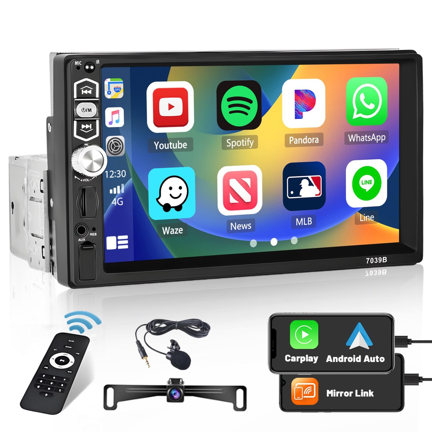 Hikity Din Autoradio Apple Carplay/Android Auto/Mirror Link Zoll Autoradio Bluetooth Freisprecheinrichtung mit Bildschirm mit USB AUX TF SWC