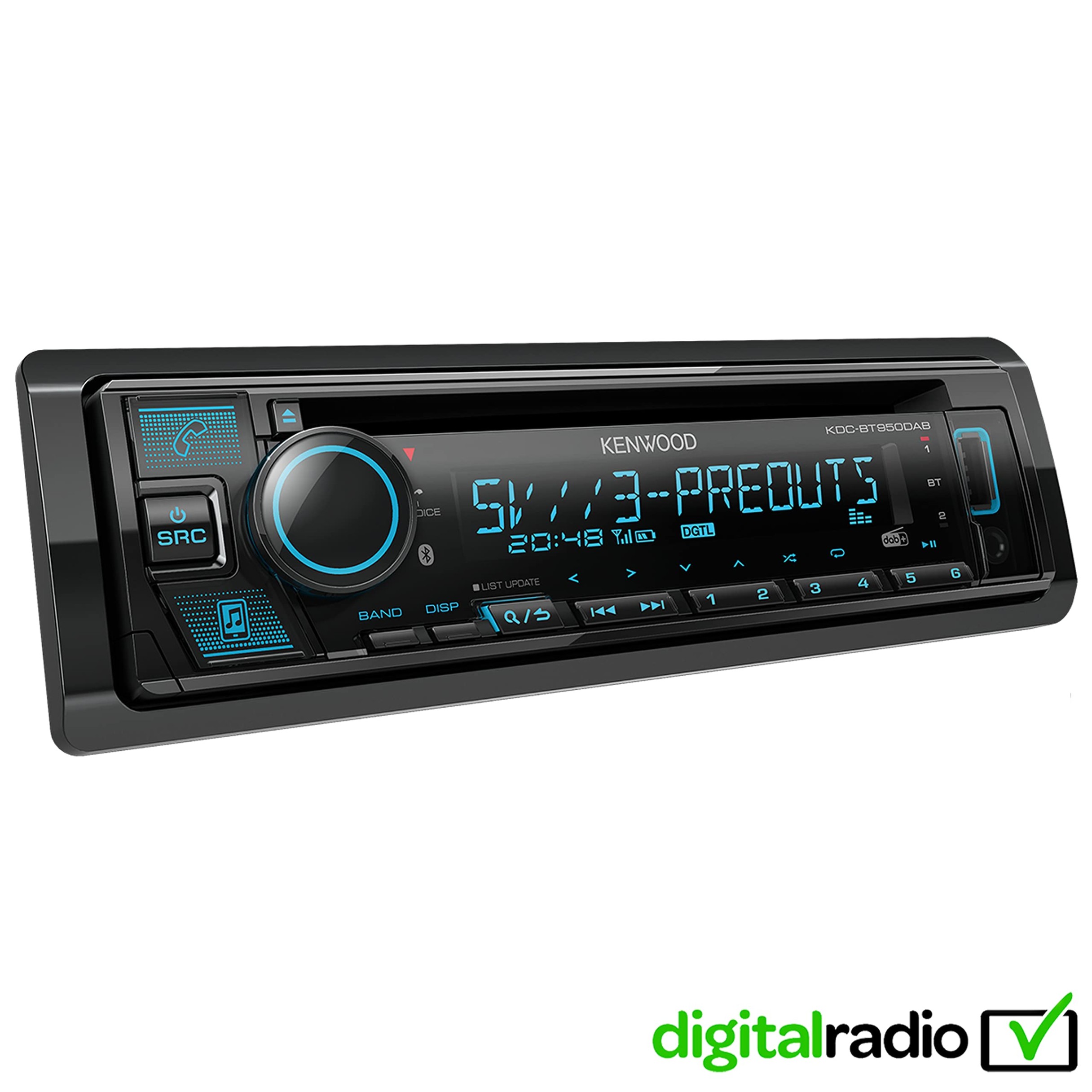 Kenwood KDC-BTDAB CD-Autoradio mit DAB+ & Bluetooth Freisprecheinrichtung (USB, AUX-In, Hochleistungstuner, Spotify Control, Soundprozessor, x
