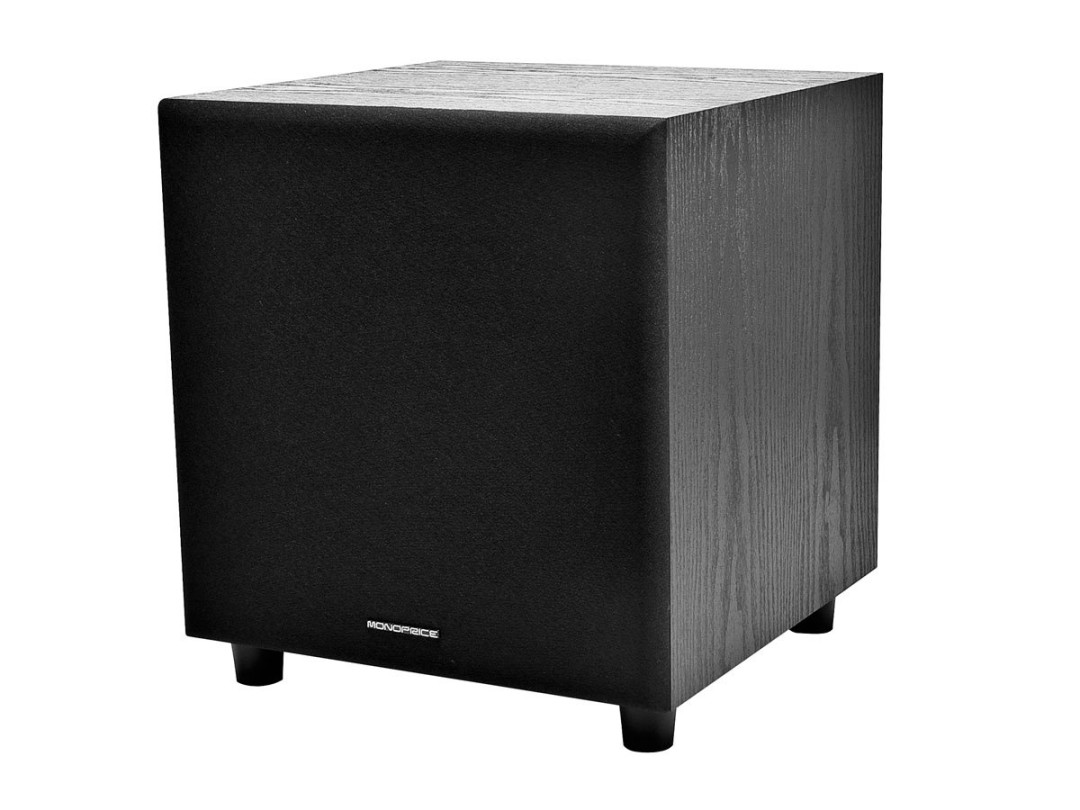 Monoprice in -Watt Powered Subwoofer, Black - Monoprice