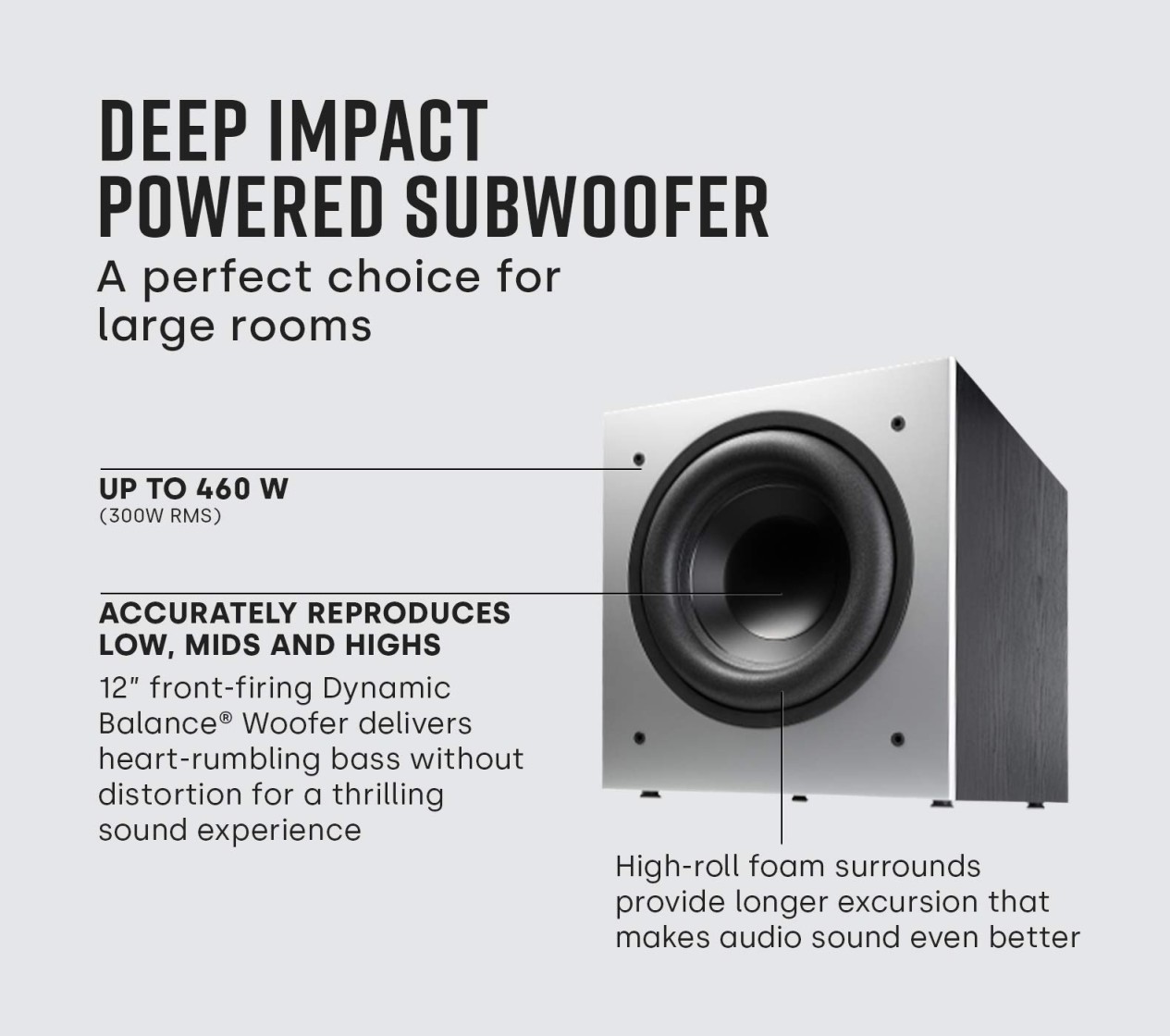 Polk Audio psw Zoll Powered Subwoofer (Single, Schwarz